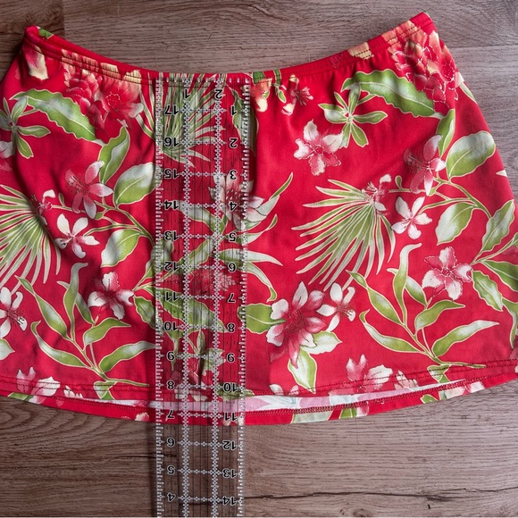 Beach bay Salmon pink & green tankini floral set gold detail & side ties size 8 - Picture 12 of 16